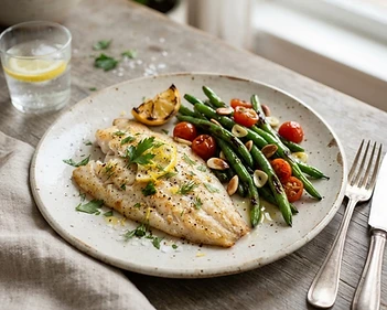 Broiled Flounder with Green Beans