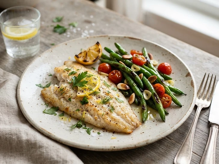 Broiled Flounder with Green Beans