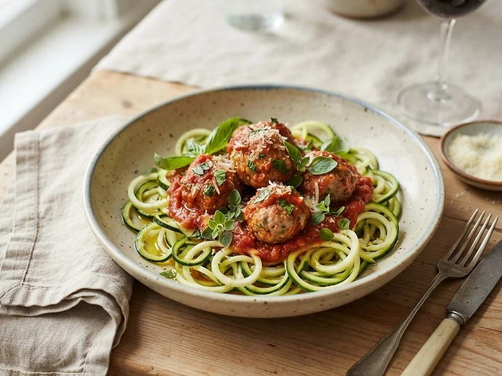 Zucchini Noodles with Turkey Meatballs