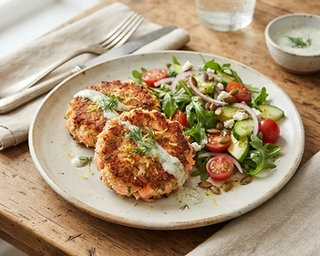 Salmon Patties with a Side Salad