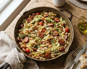 Budget Cabbage And White Bean Skillet