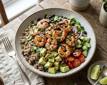 Grilled Shrimp And Quinoa High Protein Salad