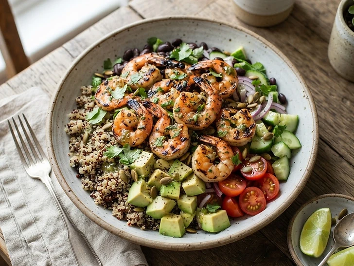 Grilled Shrimp And Quinoa High Protein Salad