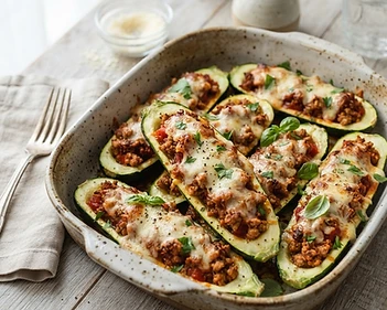 Family-Style Zucchini Lasagna Boats