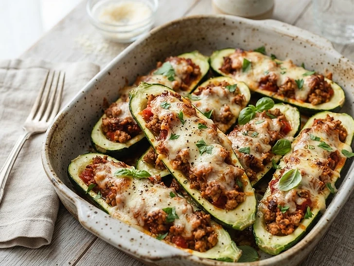 Family-Style Zucchini Lasagna Boats