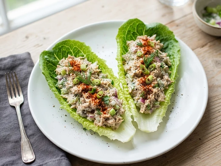 Quick Spicy Tuna Salad Lettuce Boats