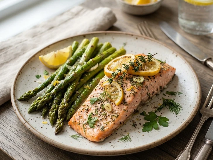 Lemon Herb Baked Salmon with Asparagus