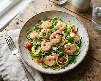 Zucchini Noodles With Lemon Garlic Shrimp