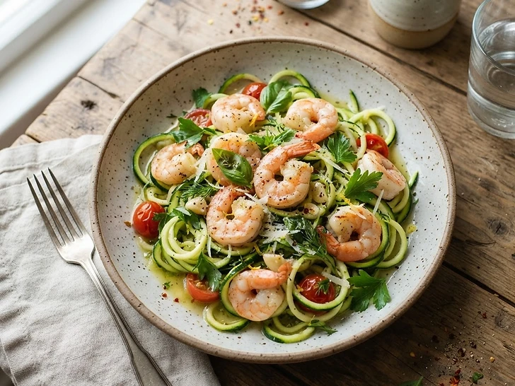 Zucchini Noodles With Lemon Garlic Shrimp