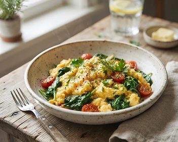 Savory Scrambled Eggs with Spinach