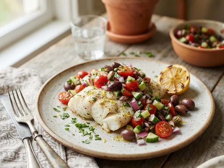 Baked Cod with Mediterranean Salsa