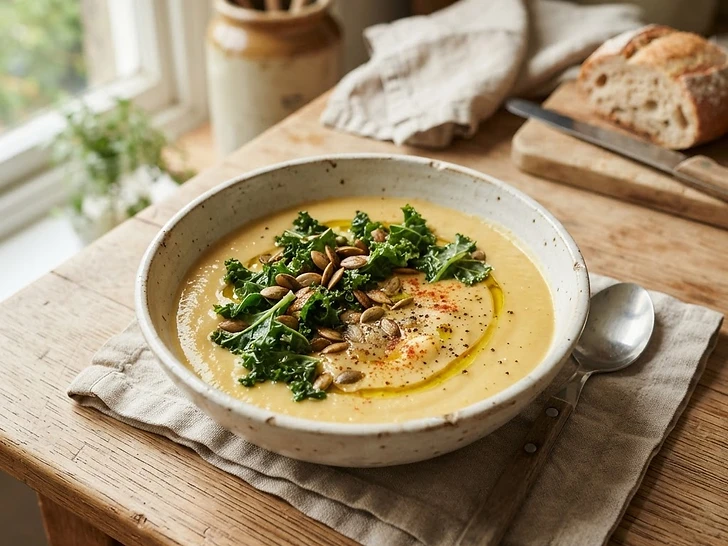 Creamy Cauliflower And Kale Soup