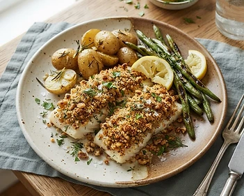 Baked Cod With Walnut Herb Crust