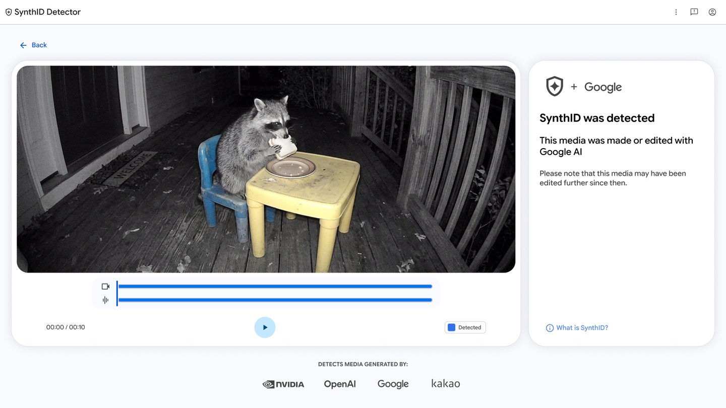 Google SynthID Detector interface