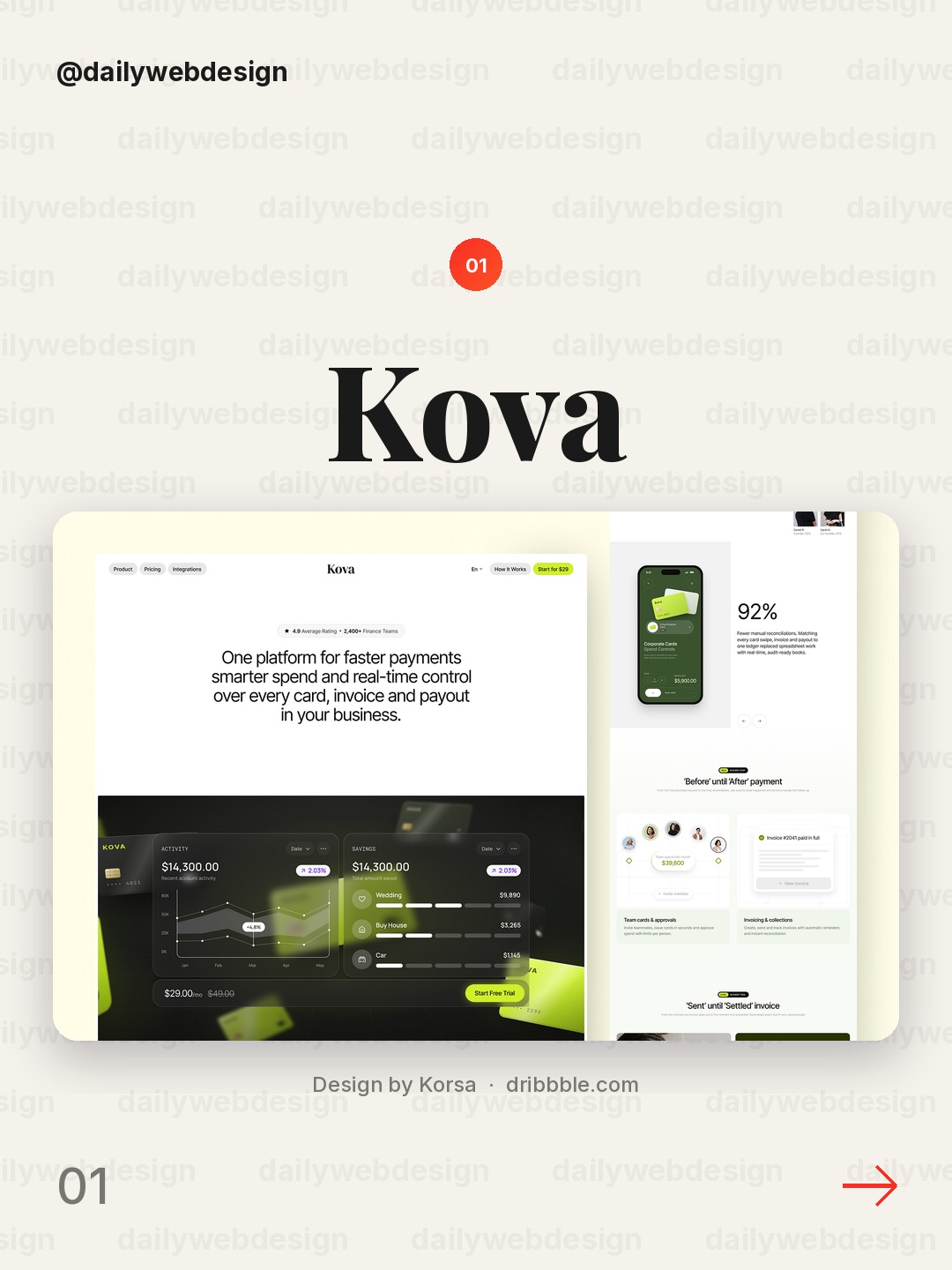 Kova - Fintech SaaS Landing Page by Korsa