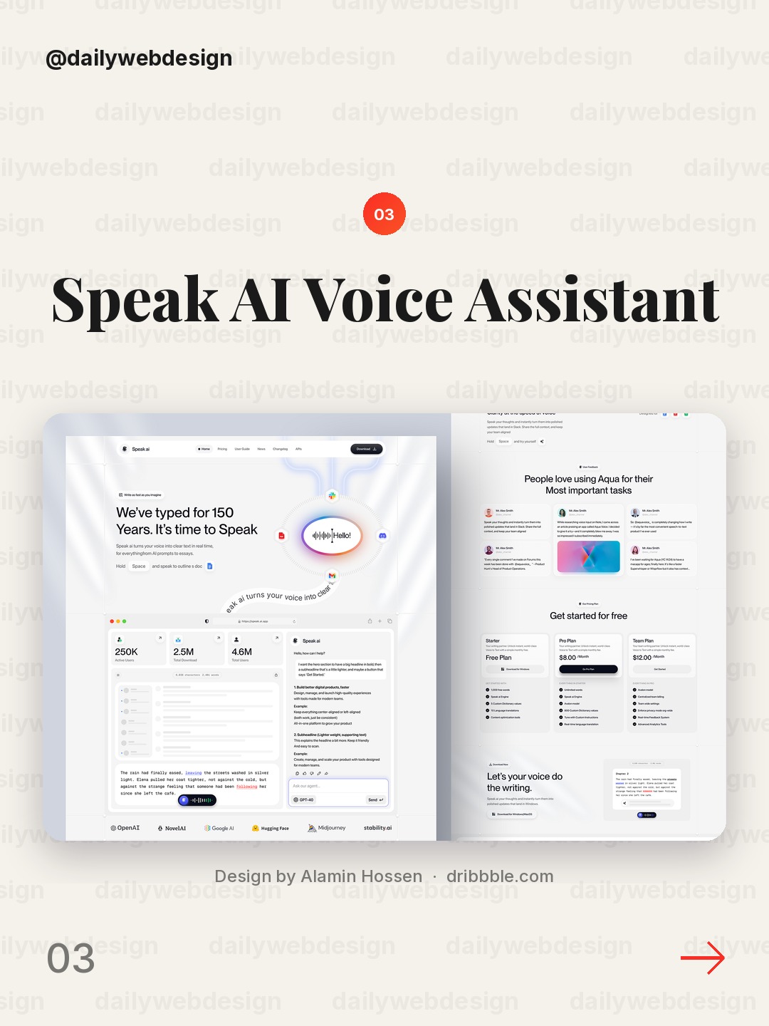 Speak AI Voice Assistant Website Design by Alamin Hossen
