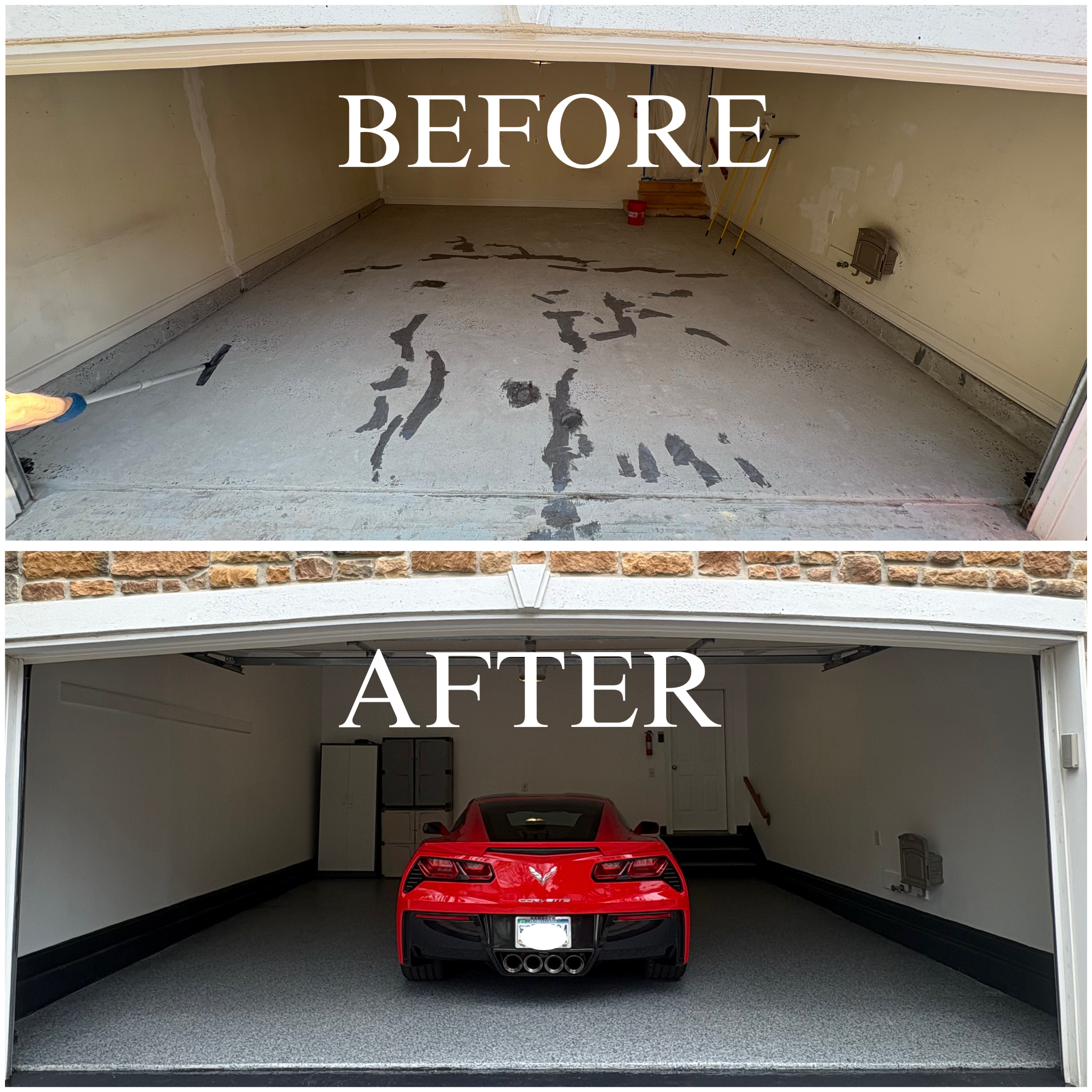Garage Transformation — Before & After — Epoxy Flake flooring installation in PA