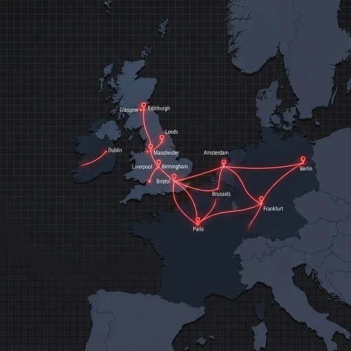 UK & Europe coverage map