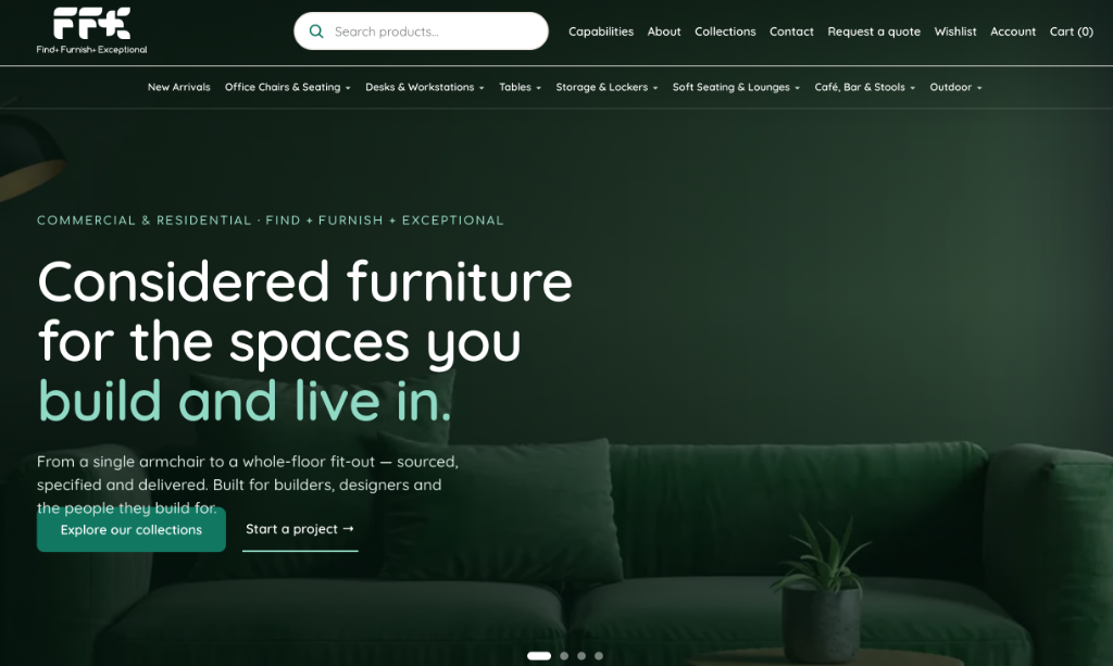 The Find & Furnish website homepage