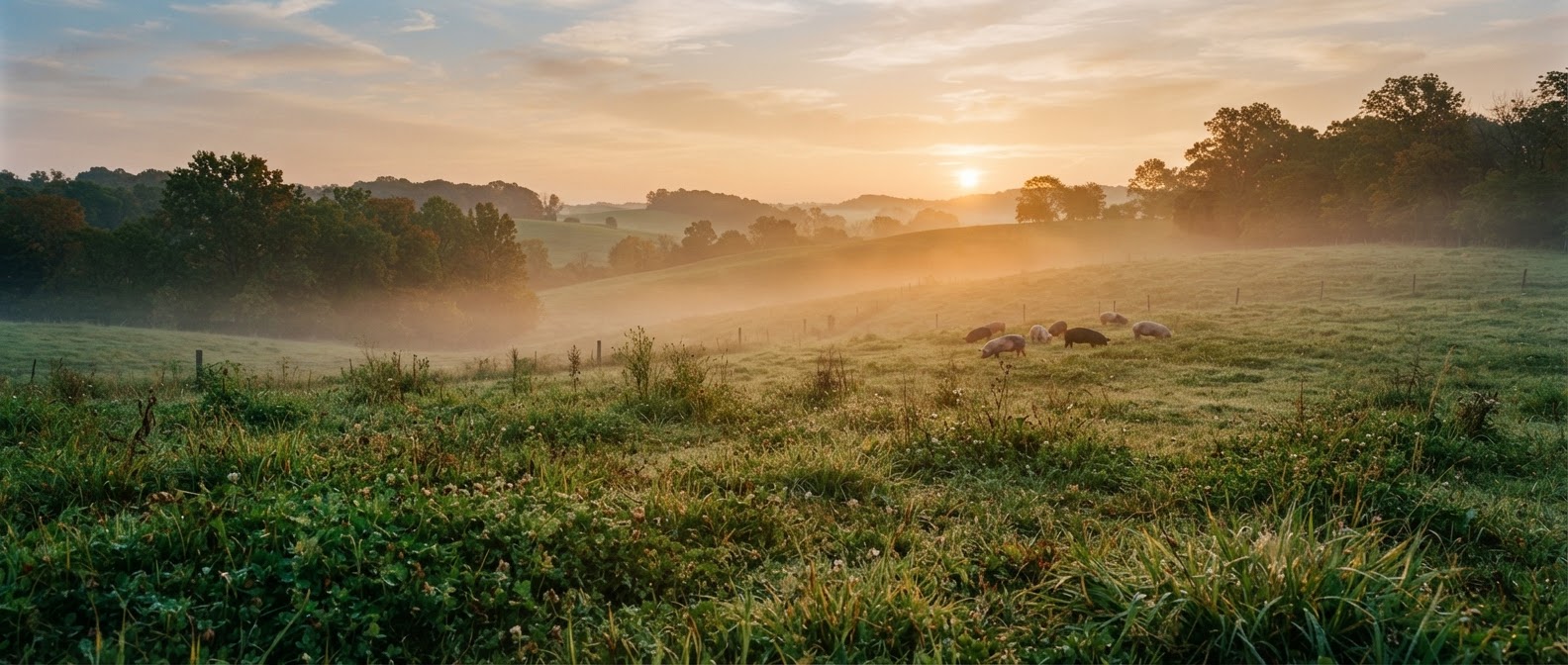 Parah Farms pasture at dawn in Granger Township, Ohio