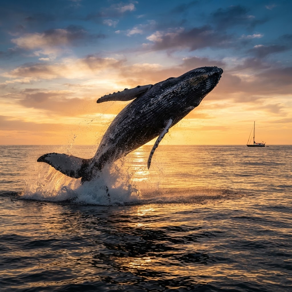 Sunset whale watching