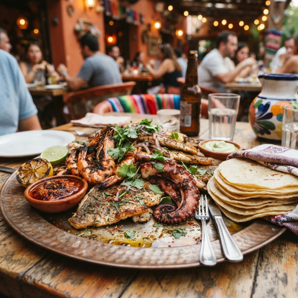 Grilled seafood platter