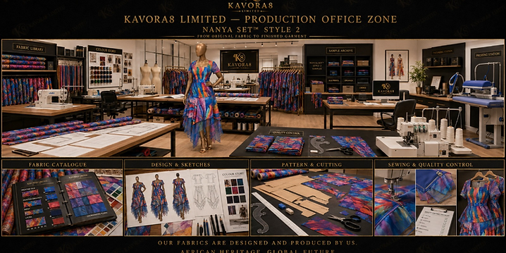 Kavora8 Limited Production Office Zone - from original fabric to finished garment