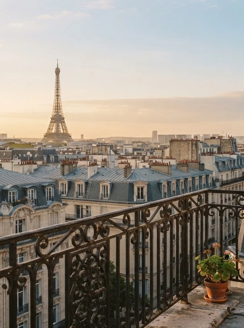 Paris rooftops at dawn