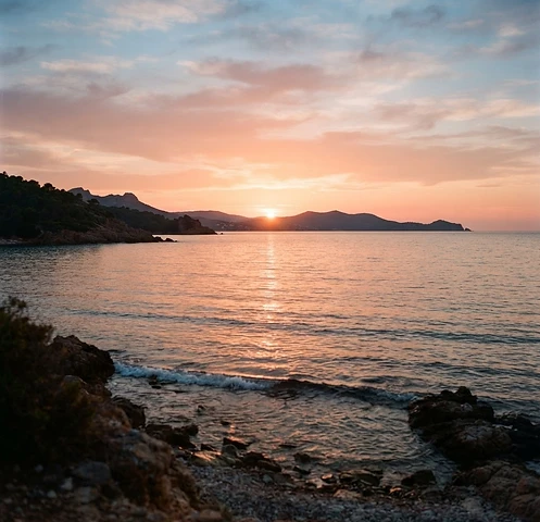 A Mediterranean sunset over calm water