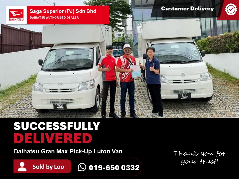 Daihatsu Gran Max Pick-Up Luton Van fleet sales of 5 units customer delivery in Kuala Lumpur
