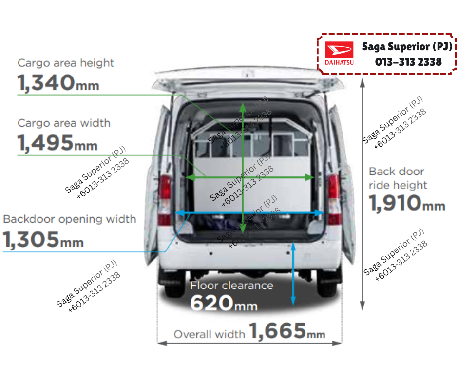 Daihatsu Gran Max Panel Van Malaysia dimensions diagram 2 Malaysia