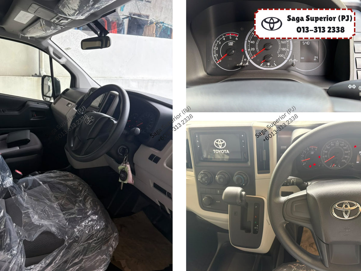 Toyota Hiace SLWB Window Van cabin: instrument cluster, 7-inch display audio and gear selector – Saga Superior (PJ)