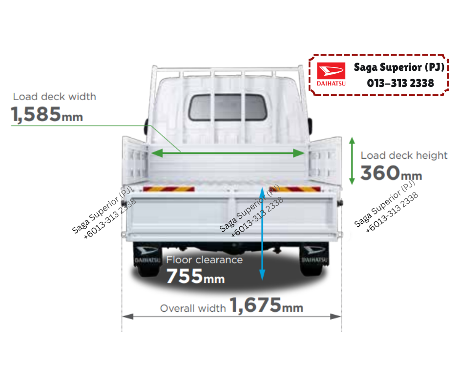 Daihatsu Gran Max Pick-Up Malaysia dimensions diagram 2 Malaysia