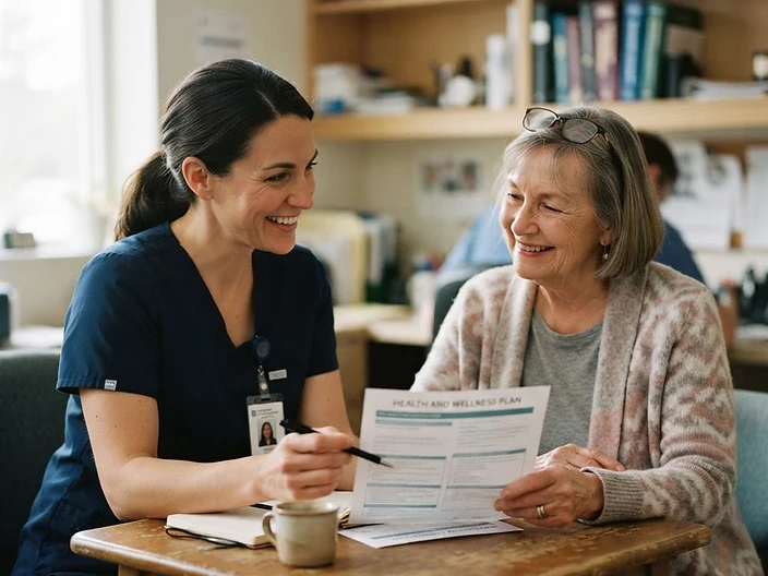 A clinician coaching a patient through a personalized health plan