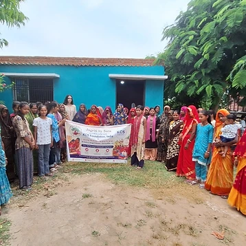 Community gathering outside the training facility