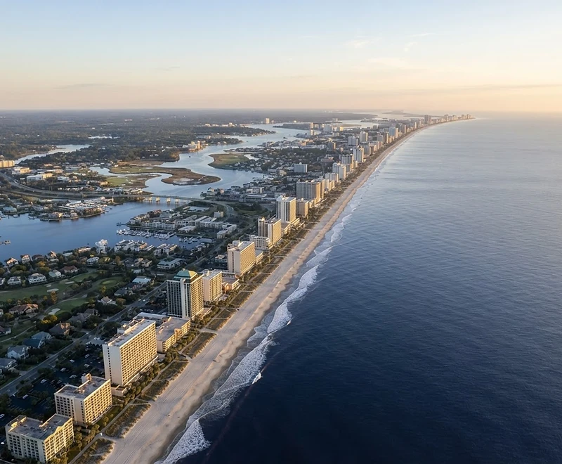 Aerial view of the Myrtle Beach coastline
