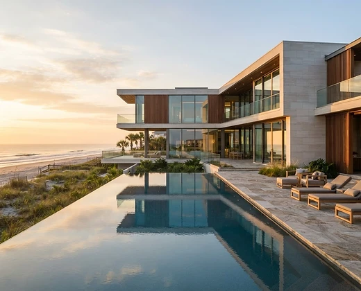 Contemporary oceanfront residence at golden dawn