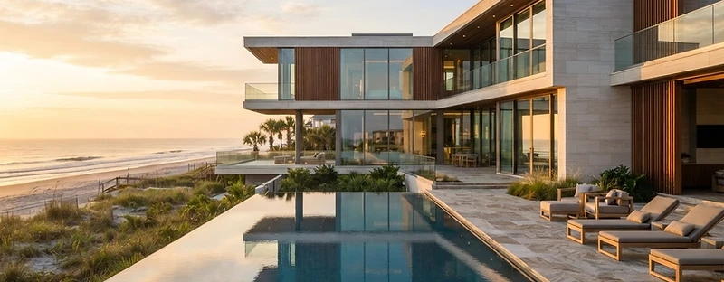 Modern oceanfront residence at golden dawn