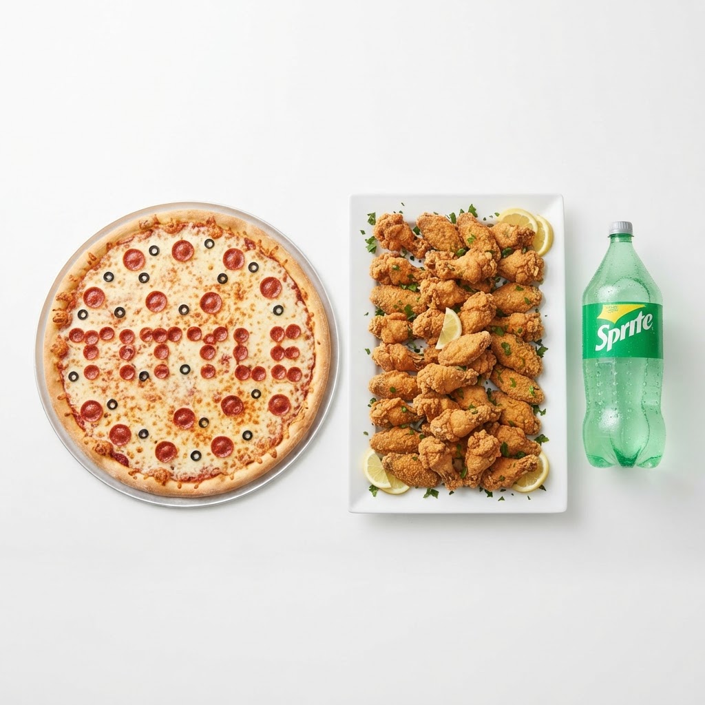 #1 50 PC. WING DINGS & 2 LITER SODA