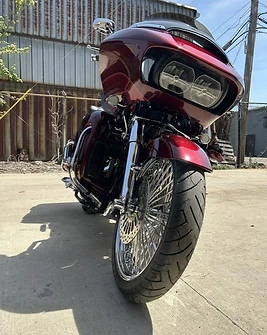 TJ's cherry red custom bagger finished and out front