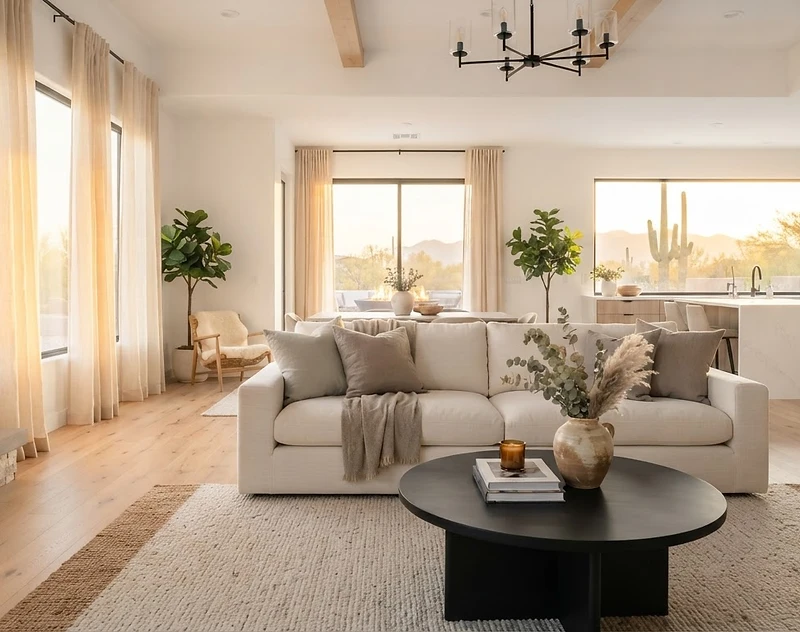 Luxury living room with soft natural light