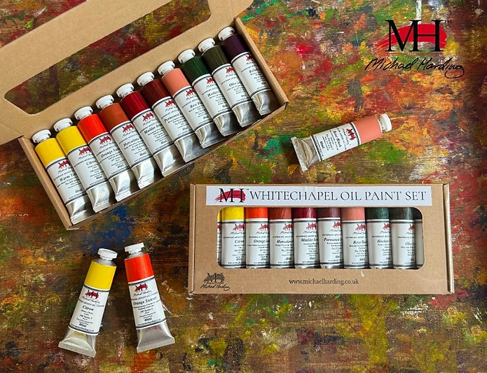 Oil paint on a wooden palette