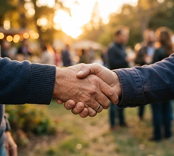 Two hands clasped in a handshake