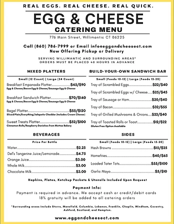 Egg and Cheese catering menu source flyer