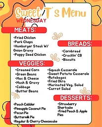 Sweet T’s Wednesday menu example