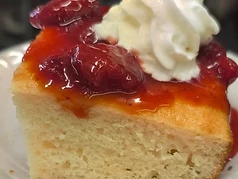 Strawberry-topped dessert