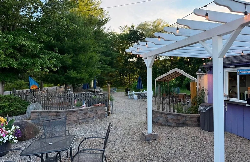 Seasonal patio seating at Ellington Depot