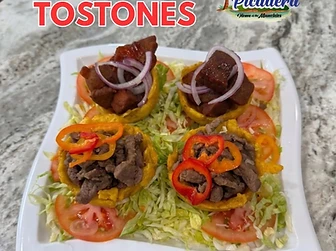 Stuffed tostones prepared by La Casita de la Picadera