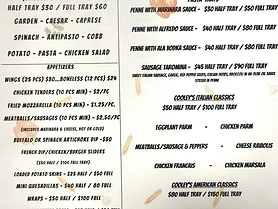 Cooley’s printed catering reference
