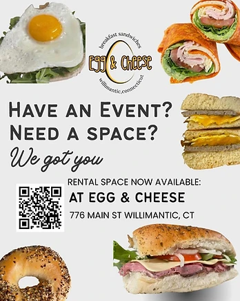 Egg and Cheese event-space promotional source graphic